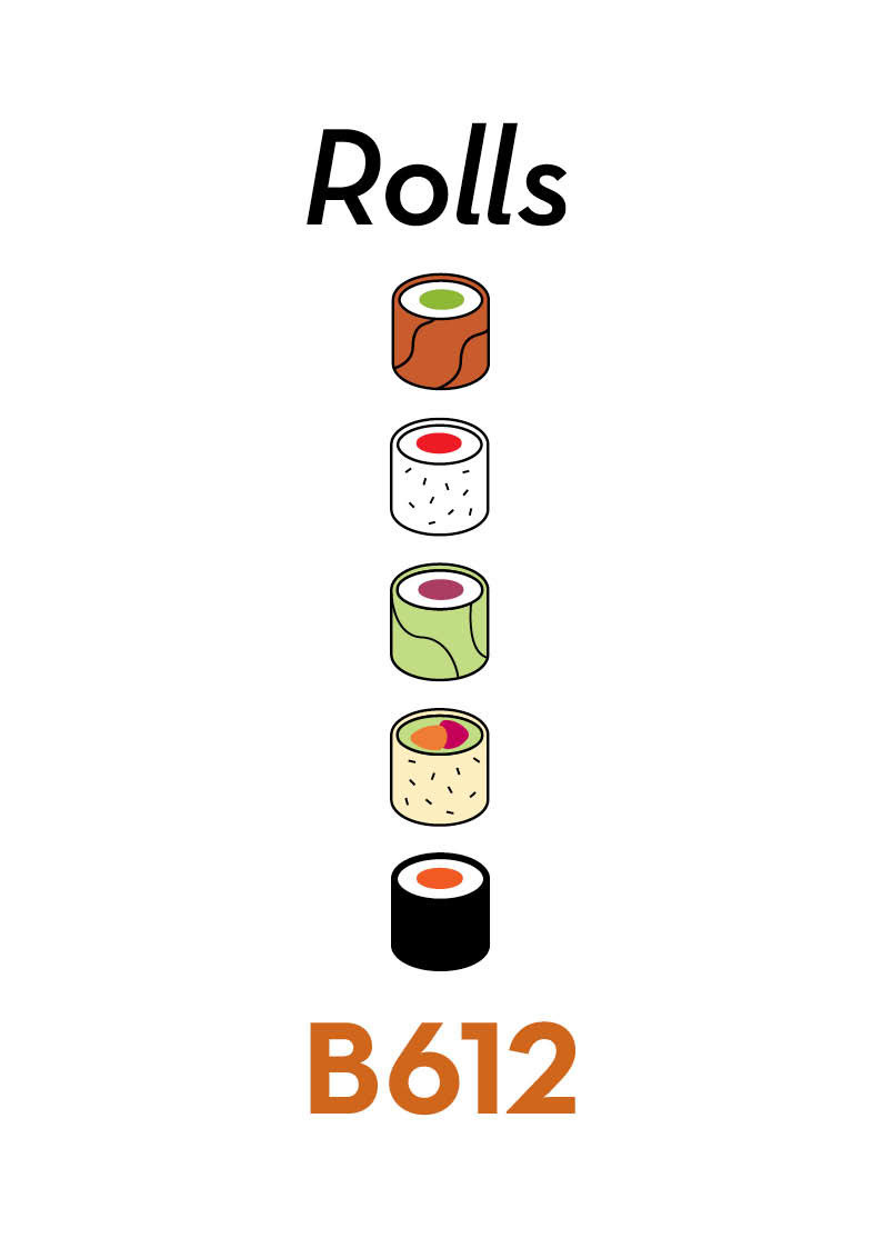identité visuelle pictogrammes sushis b612 restaurant ajaccio corse Alex Rivault Sashimi california rolls