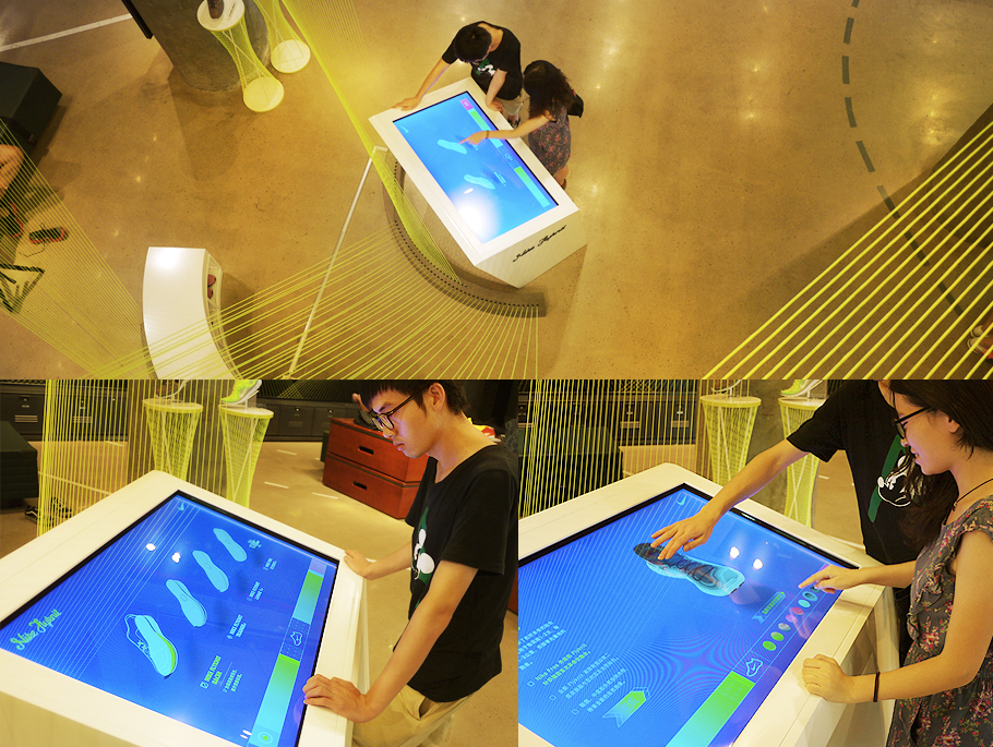 Nike flyknit experience digital trial scanned foot image knitting process interactive visual mapping innovation shanghai