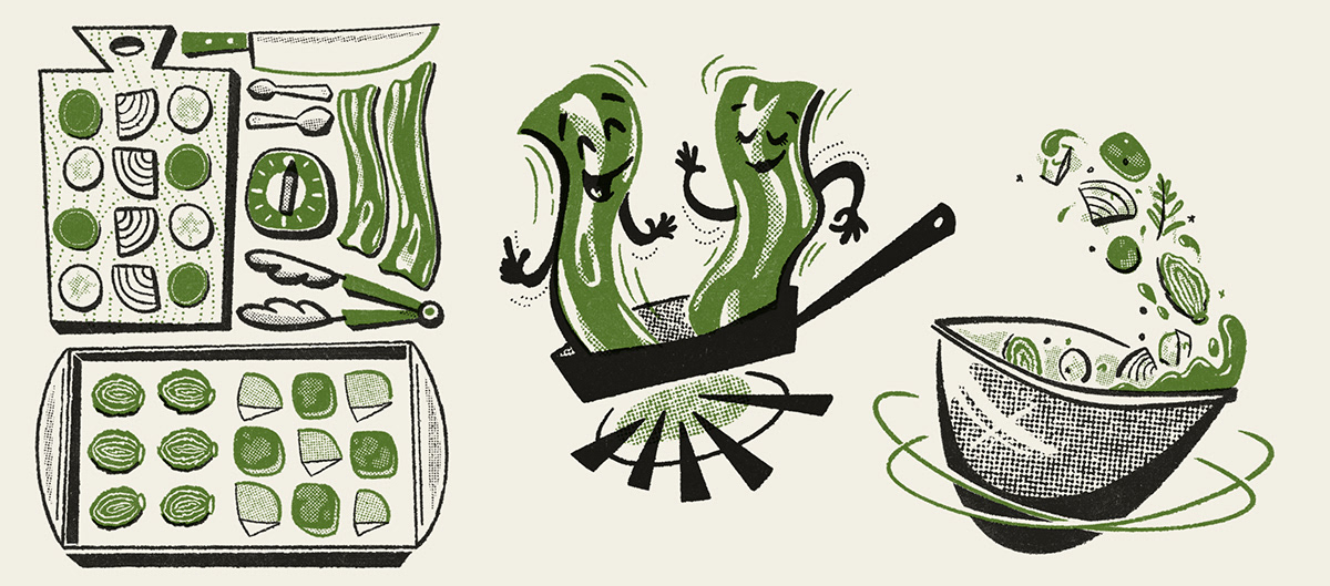 cookbook ILLUSTRATION  MID-CENTURY mid-century modern texture typography   cooking Food  lettering type