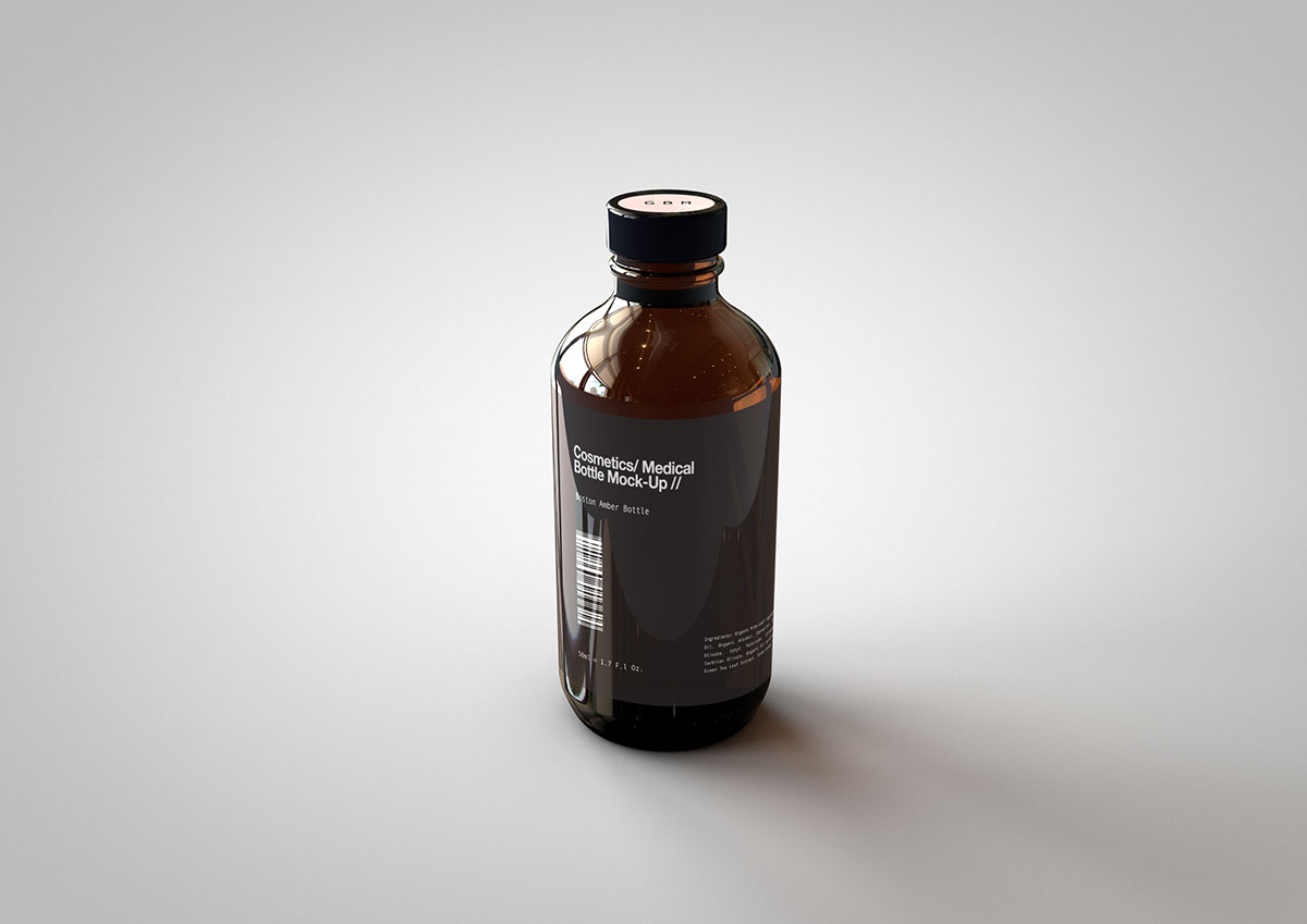 cosmetics bottle mock-up Mockup free branding  Label apothecary medical Amber