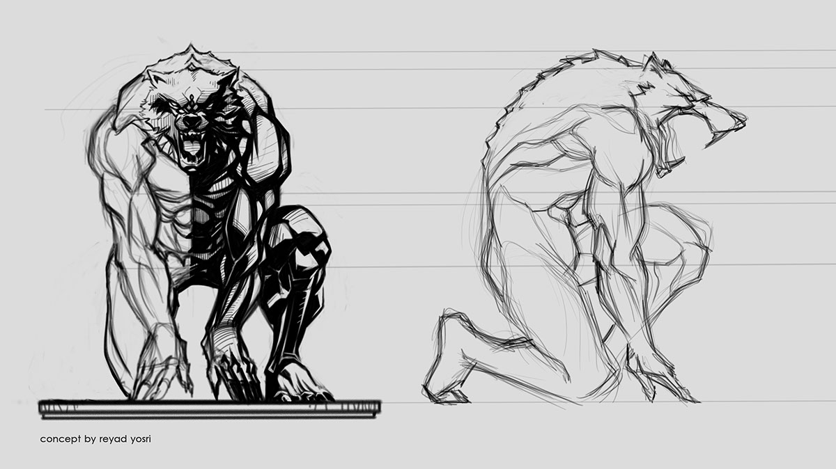 wolf statue Werewolf Zbrush Digital Sculpting art eslam zidan 3D CG concept art work