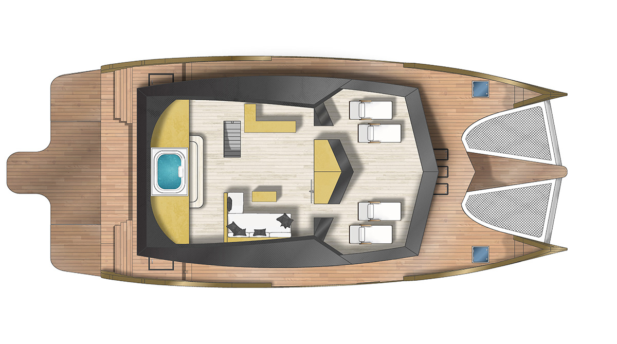 2D catamaran floor plan floorplan grundriss Plan plano Planta rendering