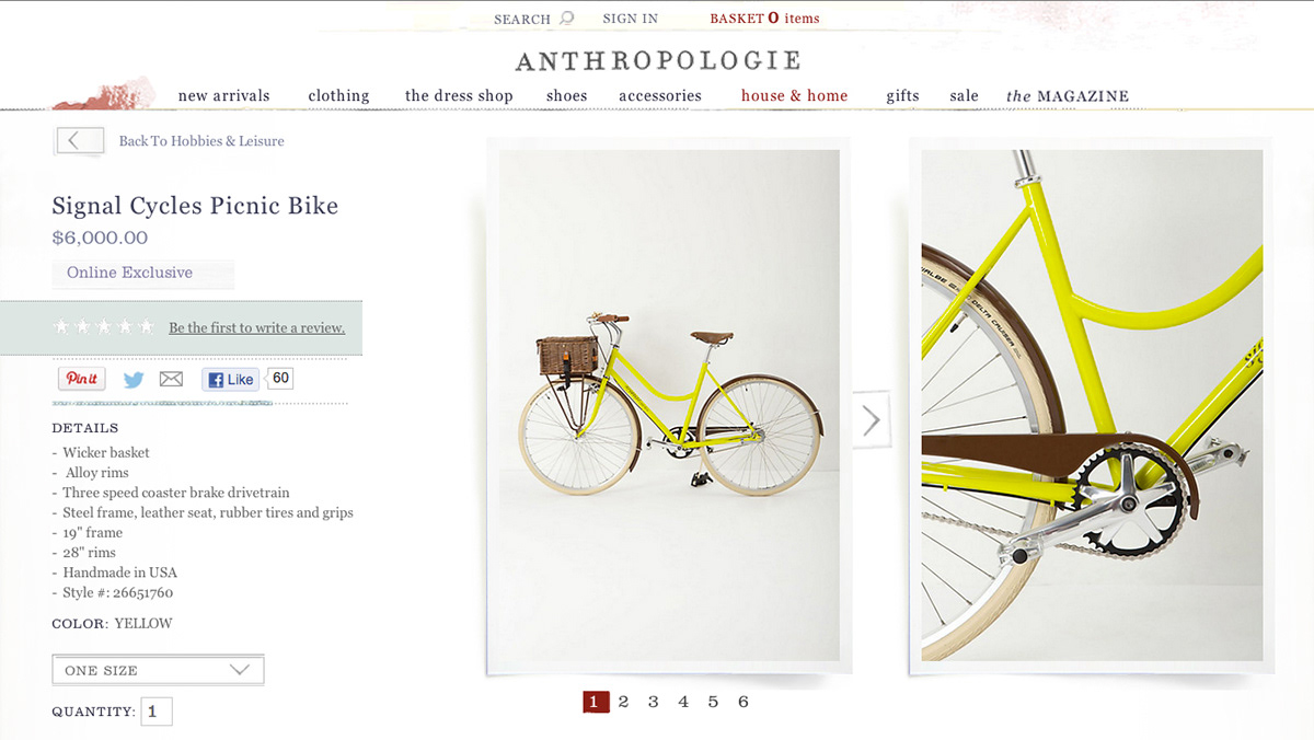 Anthropologie signal cycles steel Frame Building Bicycle picnic