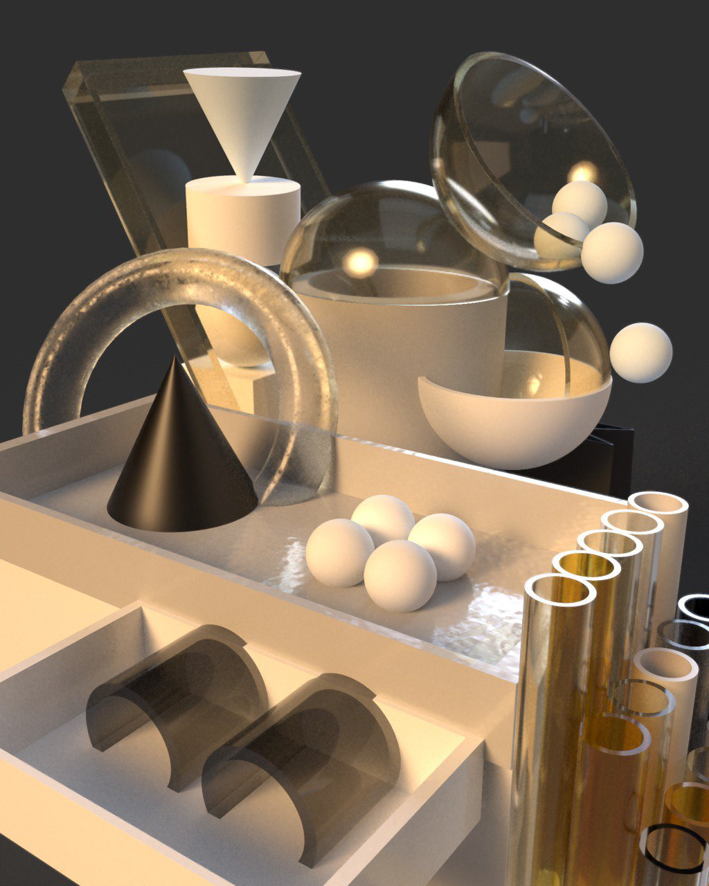 3dart playhouse holographic reflection light 3D architecture composition objects 3drender