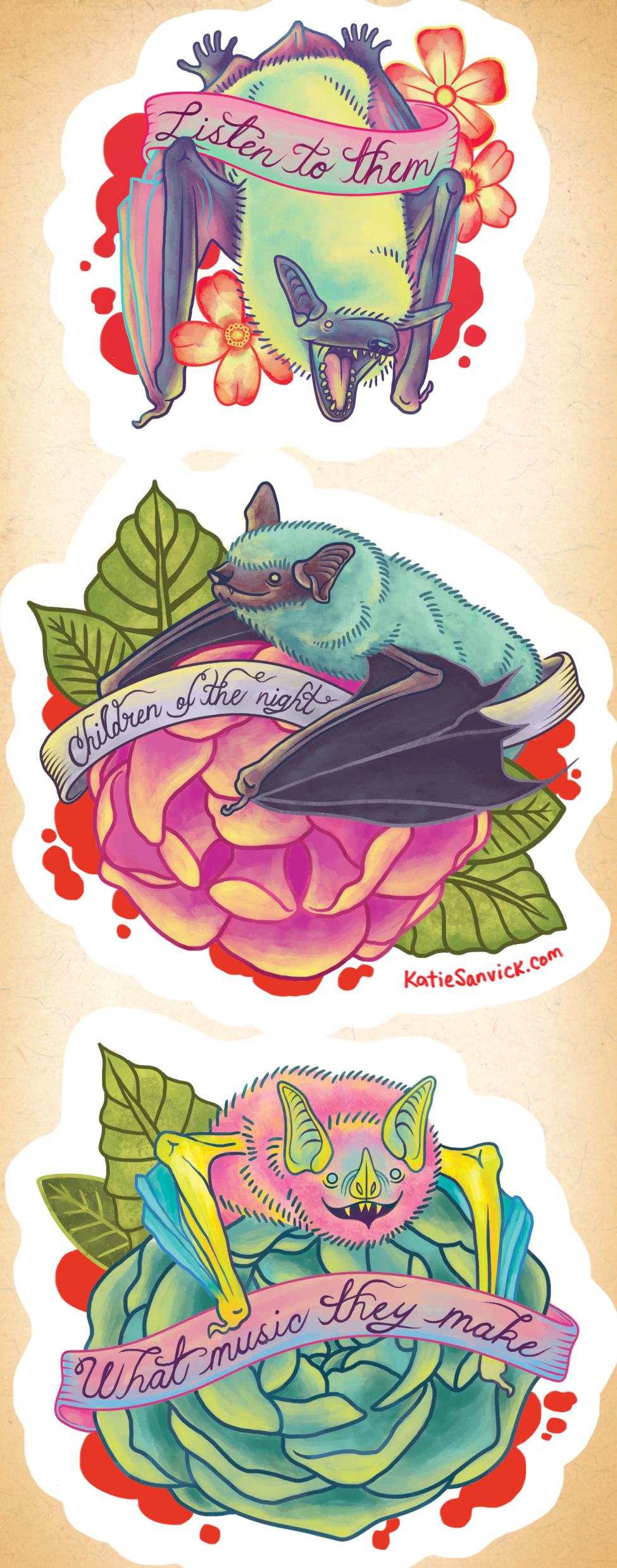 tattoos temporary tattoos beautiful forever lightgreyartlab Bats dracula blood Flowers colorful vampire