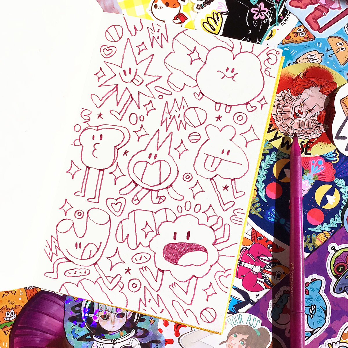 doodle garabatos cute sketchbook Posca FABER CASTELL markers