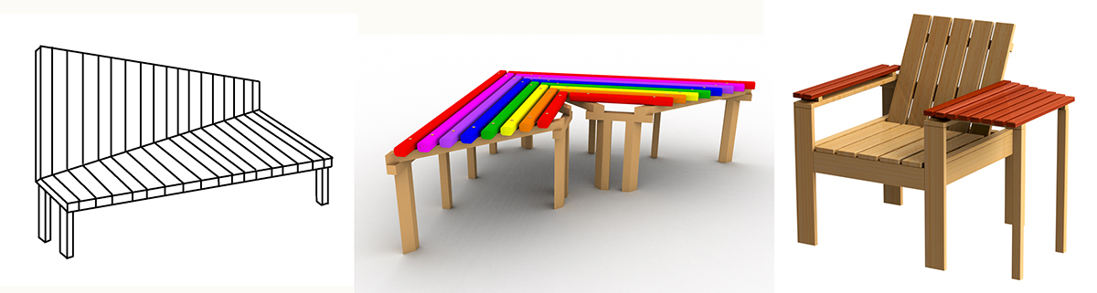 chair xylophone sketching bruno munari sound multifunction wood cad Solidworks
