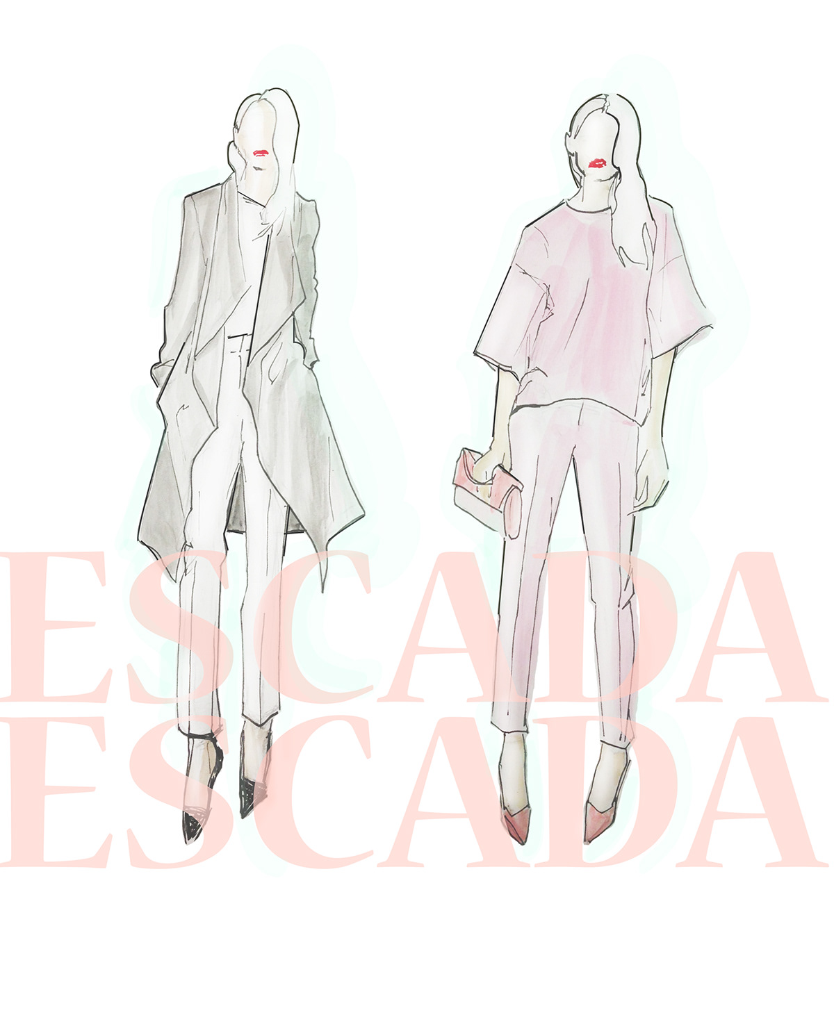 fashion illustration Escada design sketch Illustrator photoshop