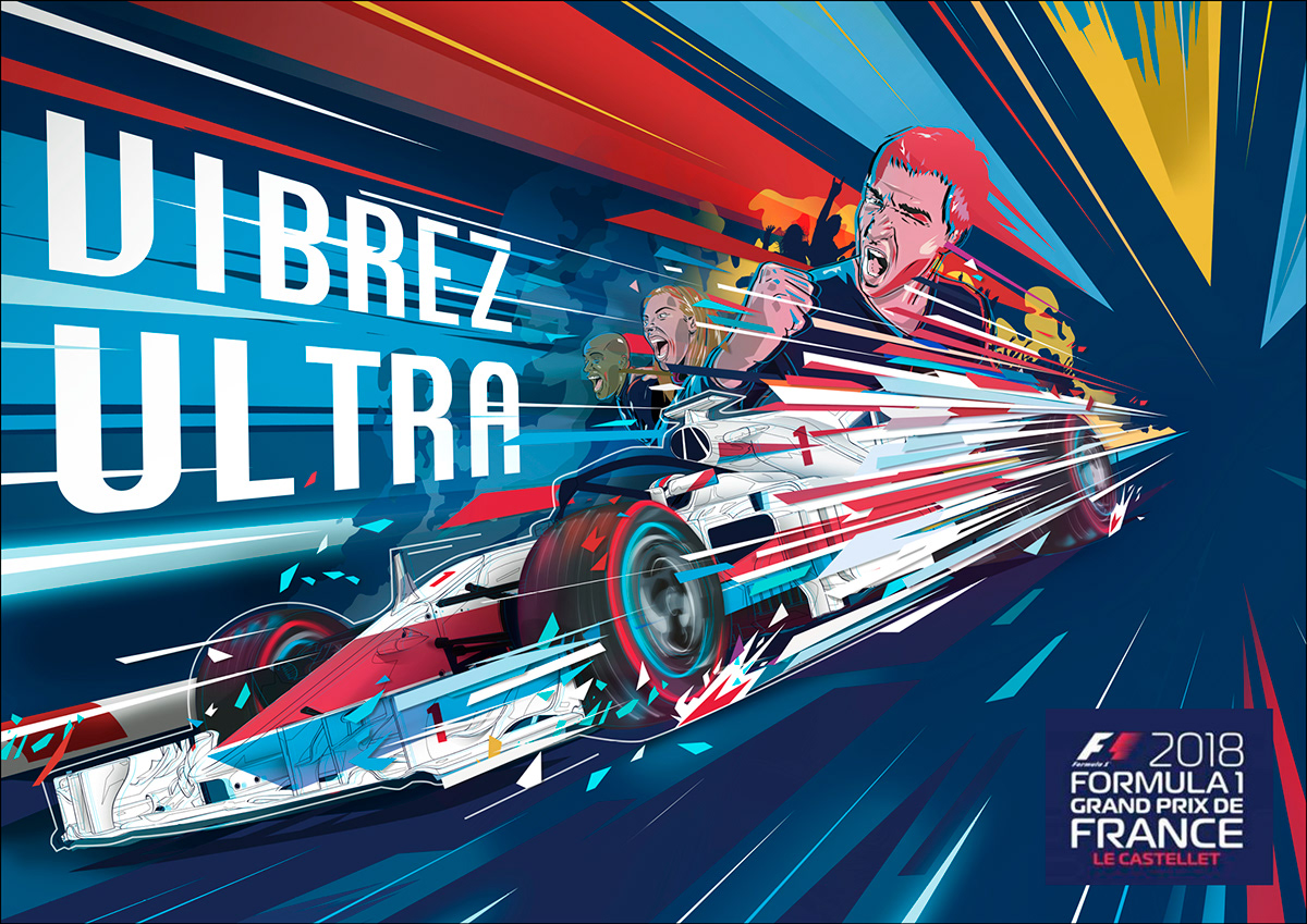 vector graphic art Advertising  Sportscar formula one speed explosion colorfull speed Dynamic motion