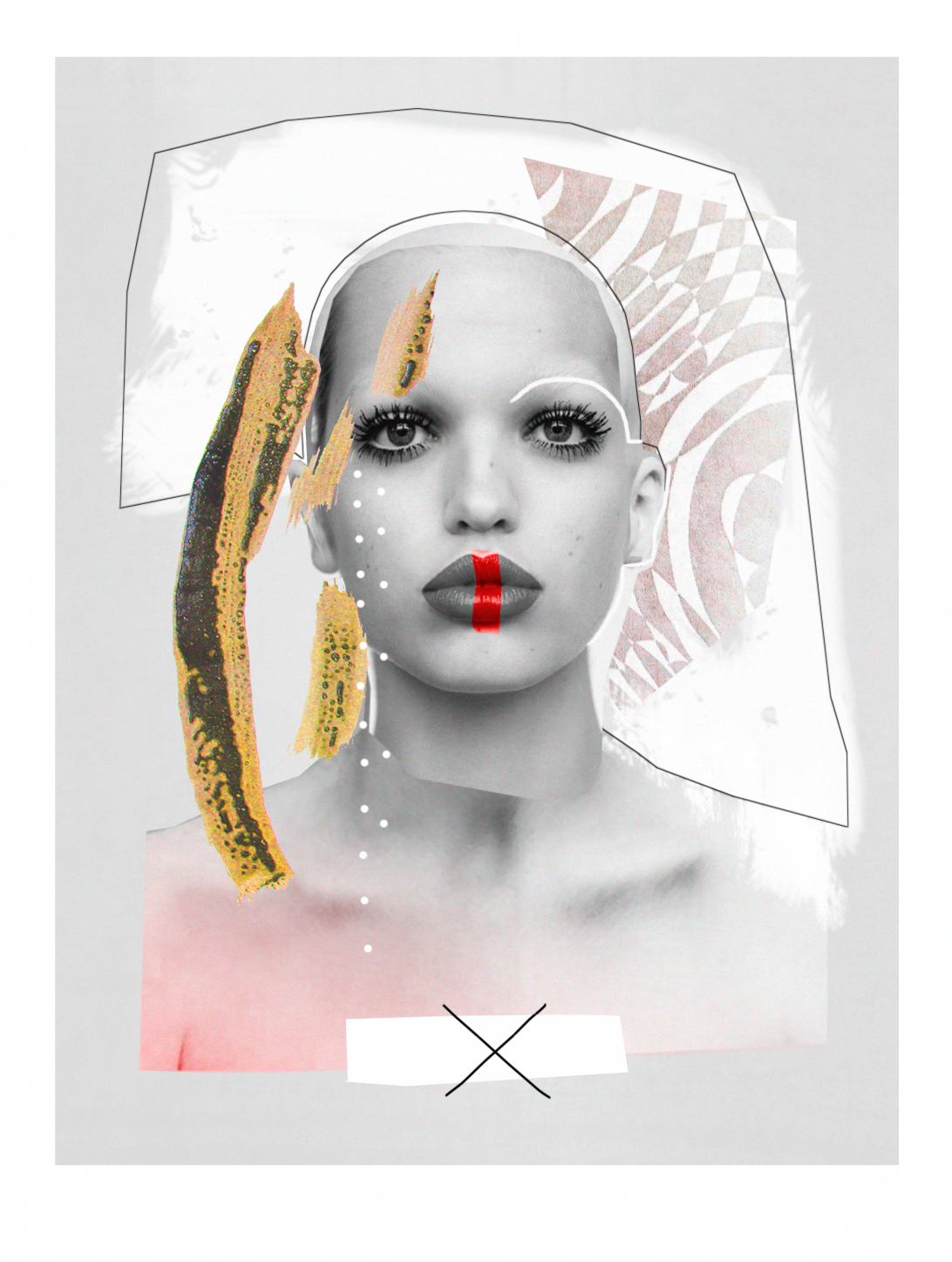mixed media Prince Lauder collage beauty fashion illustration art lauder