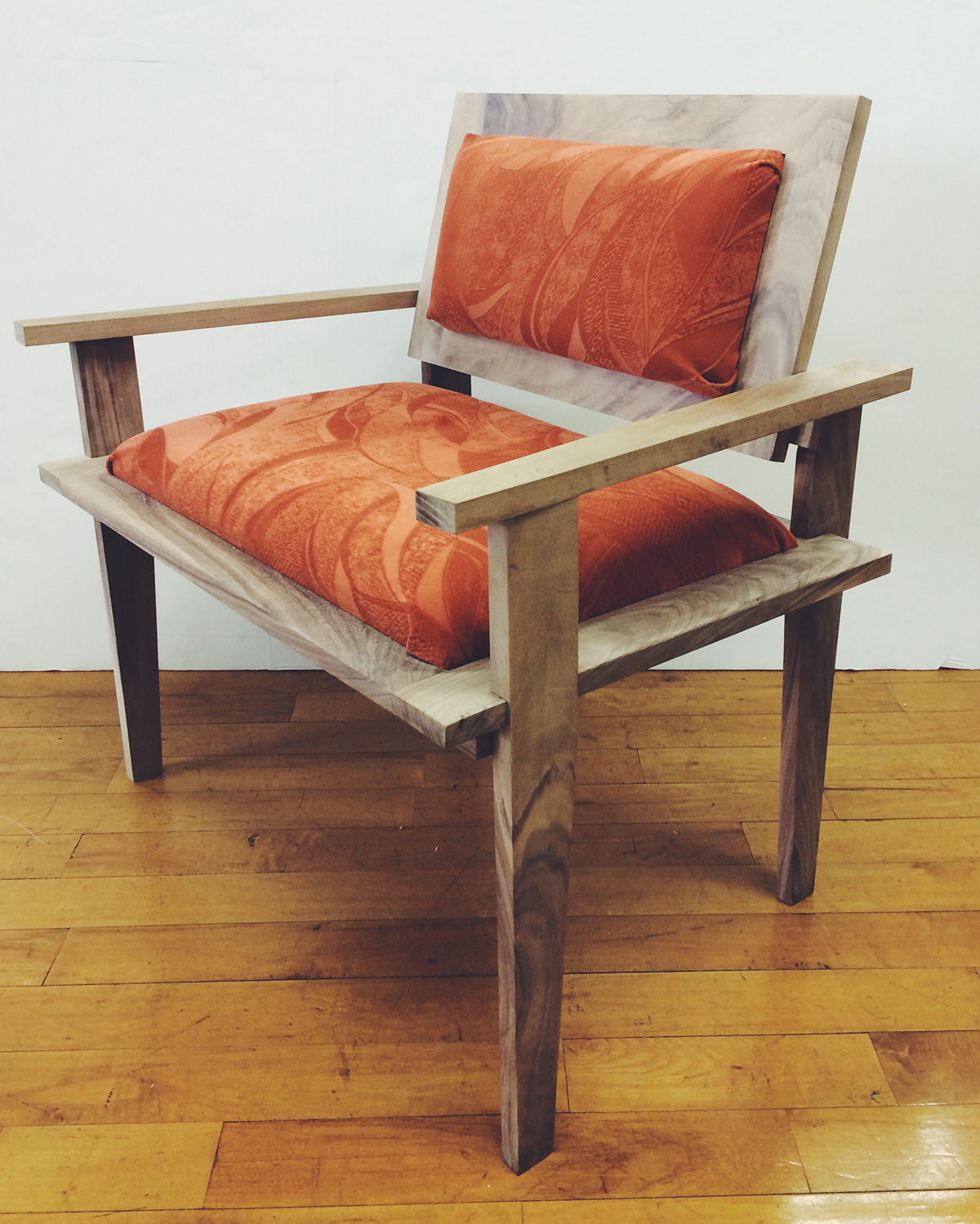 wood walnut chair fabric upholstery throne