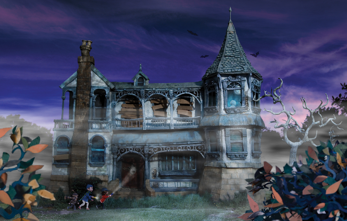 photoillustration sculptural illustration dimensional illustration gothic ghost textural childrens book Picture book Christopher Cheng haunted house Halloween Sounds Spooky