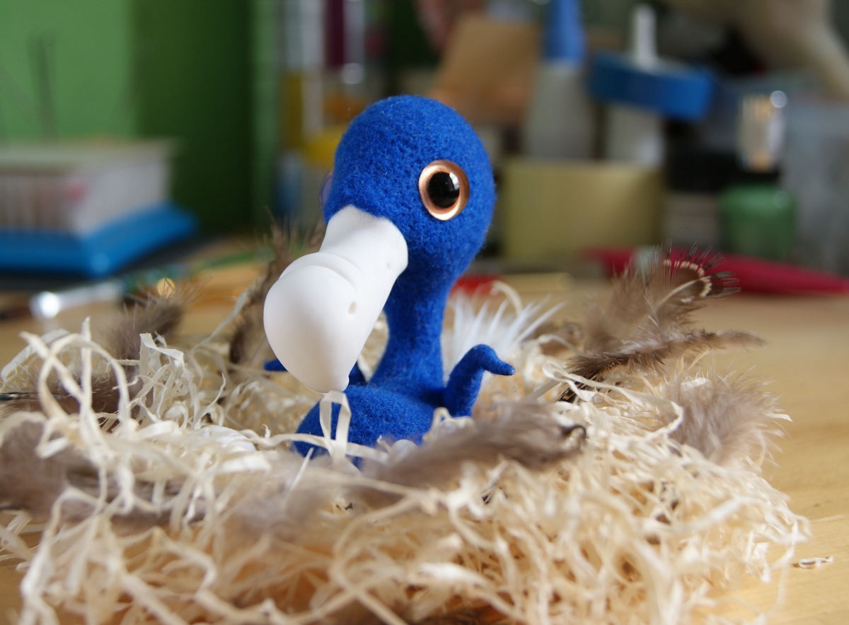 toys design creature Miniature dolls sculpture homedecor bird blue