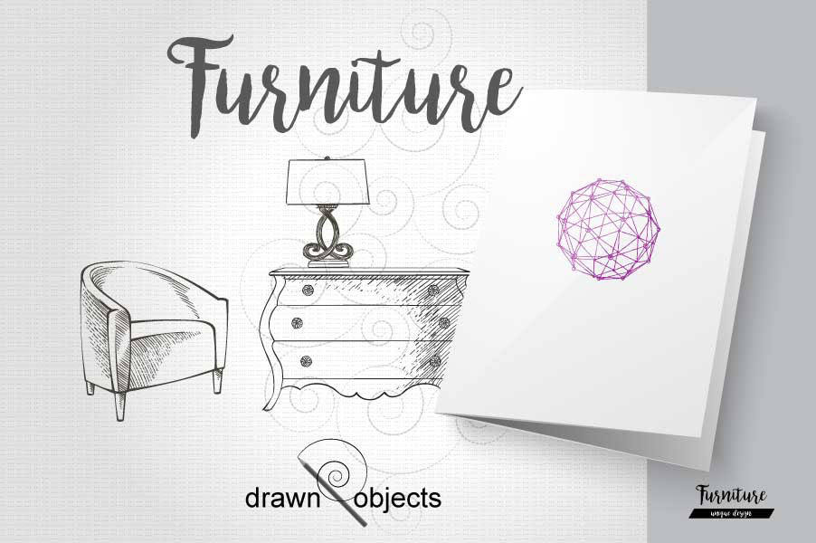 Sets of furniture graphic picture graphics furniture line black White