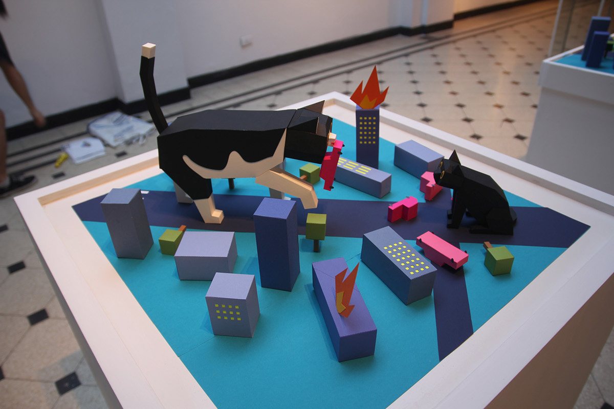 gatos cats papercraft festival furioso Paper City papercat lowpoly Catastrophe scale model