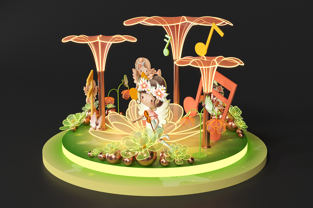 design 3D booth design Event festival tinkerbell fairy cartoon