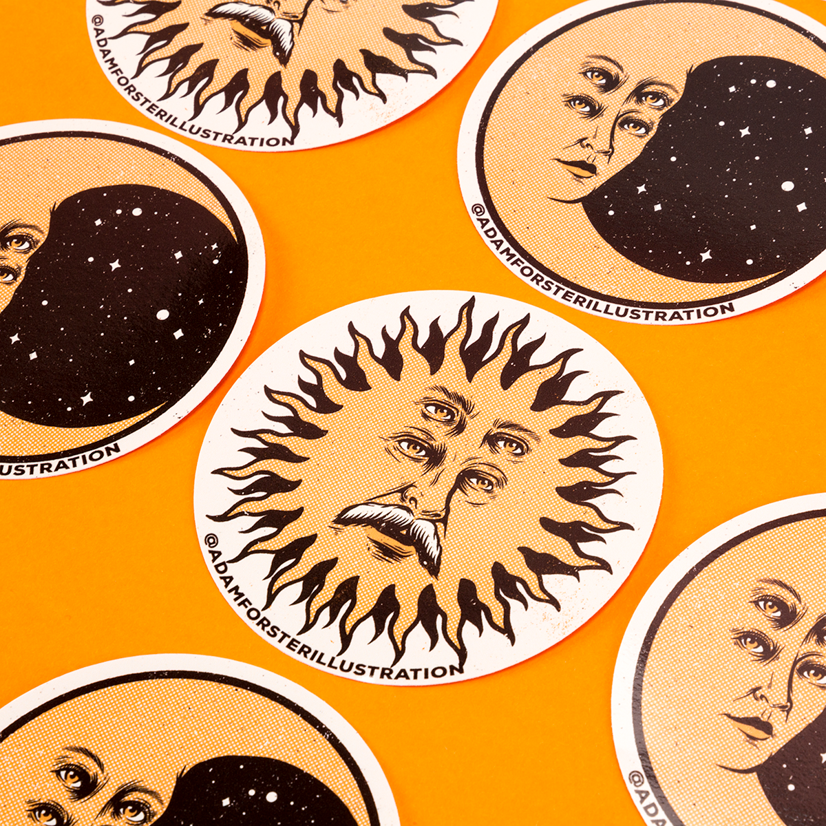 Sun moon tarot t-shirt stickers Retro vintage lowbrow