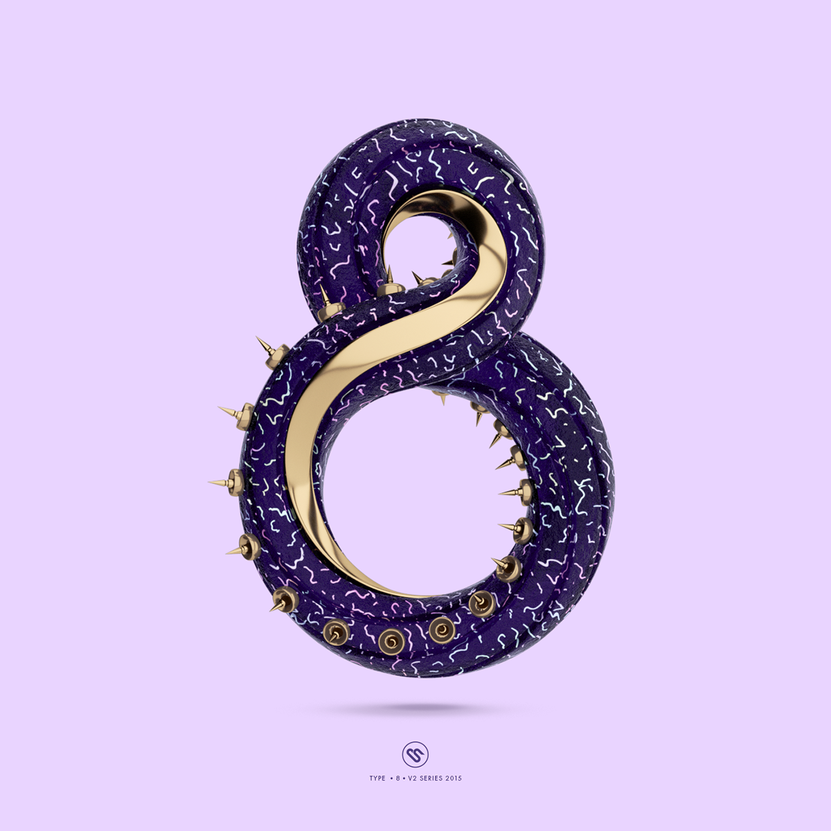 3D Type 3D illustration design colors abstract Ps25Under25 texture numbers type Render vray octane 36daysoftype