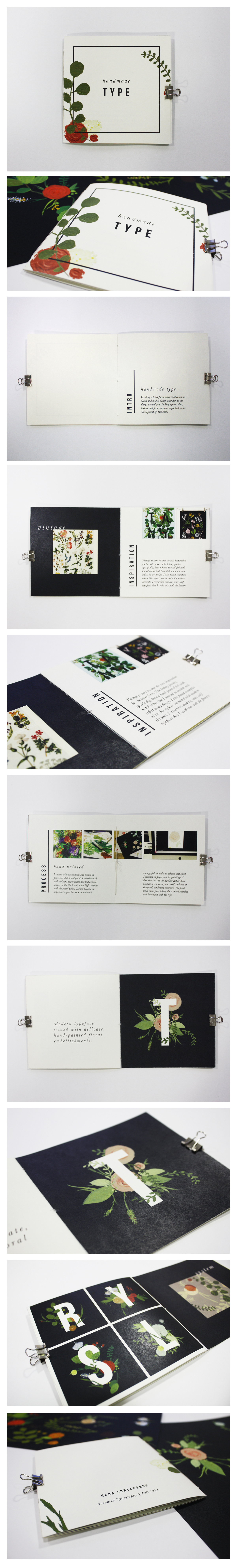 florals bebas neue Typeface Booklet process Hand Painted