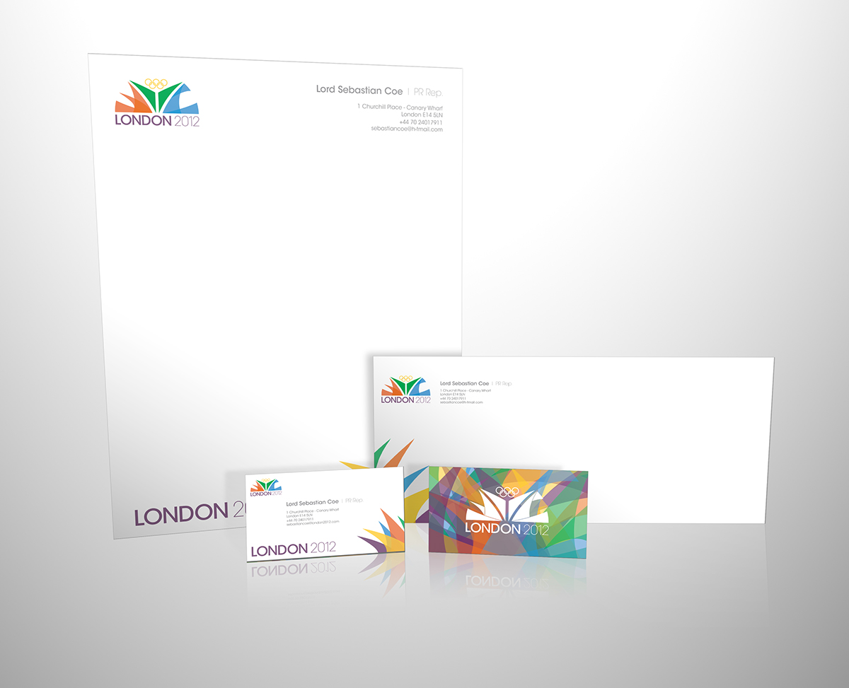 sisa quadros process concept detail sports color visual London 2012 identity letterhead business card envelope print Full Sail University