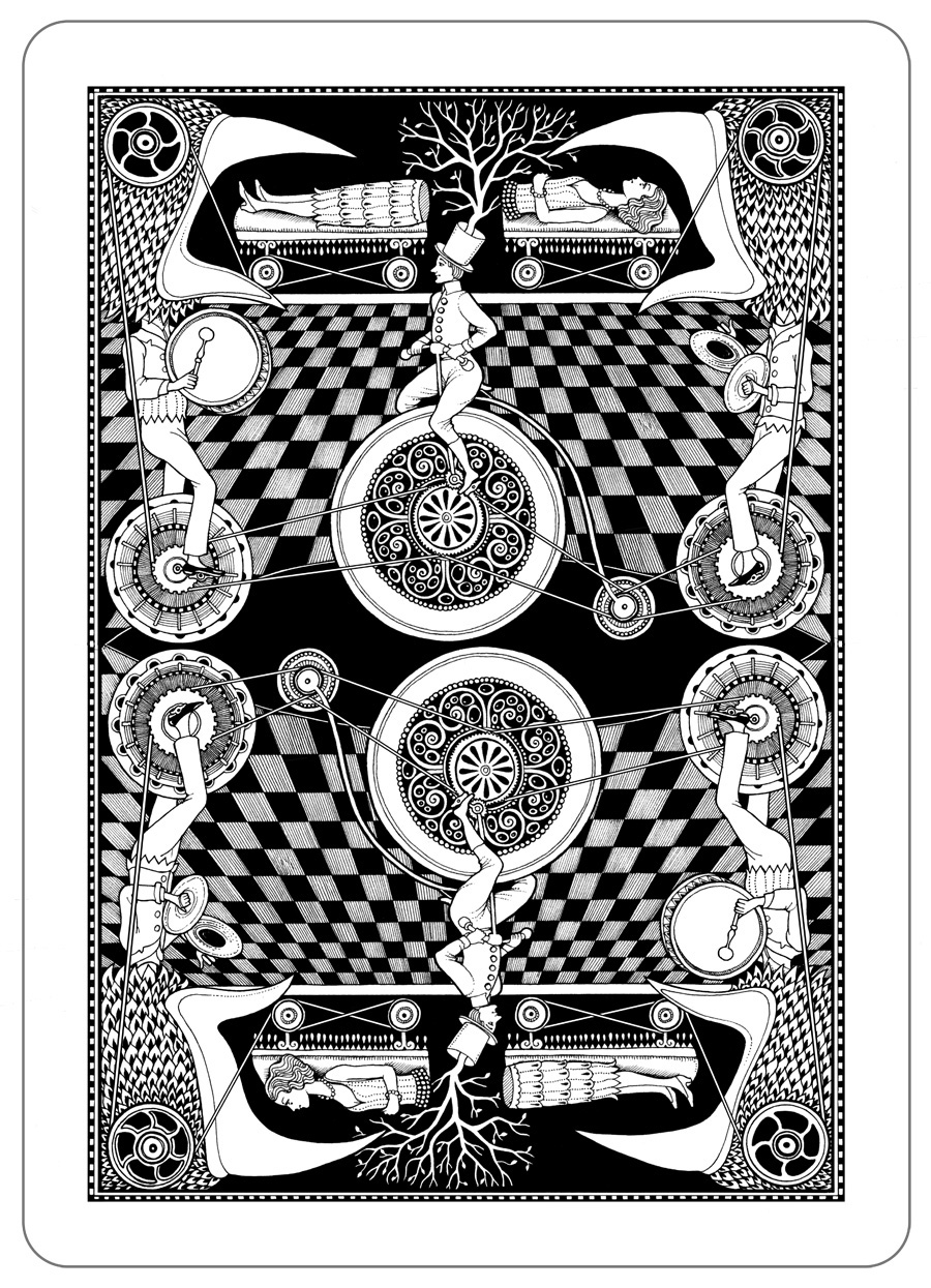 Circus Playing Cards cards magician surreal Carnival carnival magick sawed woman chess automaton chess automata ornament grotesque deck fantastique