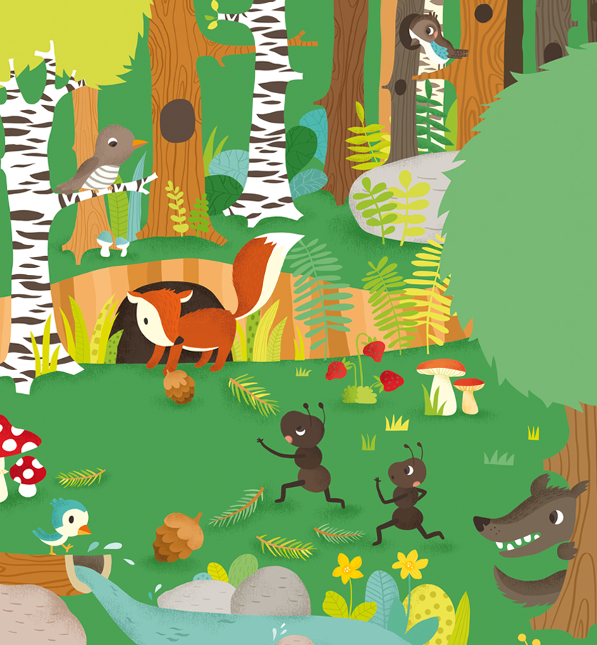 Illustrated book children's book book forest animals