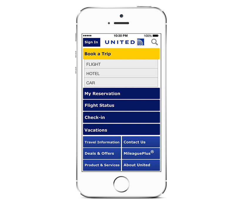 United Airlines airline Website redesign ux interaction Prototyping Mockup