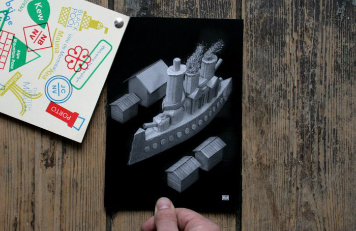 Mark O'Brien cardboard craft hand made card Zine  owt error voyage Monopoly tippex stationary