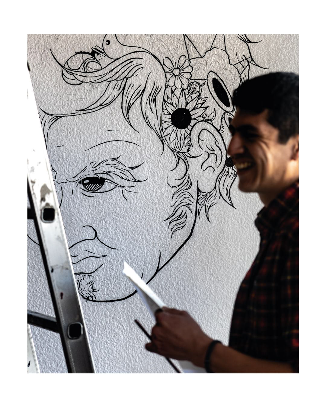 ILLUSTRATION  mural art painting   Drawing  black and white people portrait Urban Ecuador Cuenca Ecuador