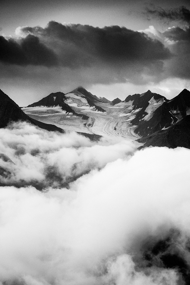 alps mountain glacier snow clouds Landscape Black&white Outdoor