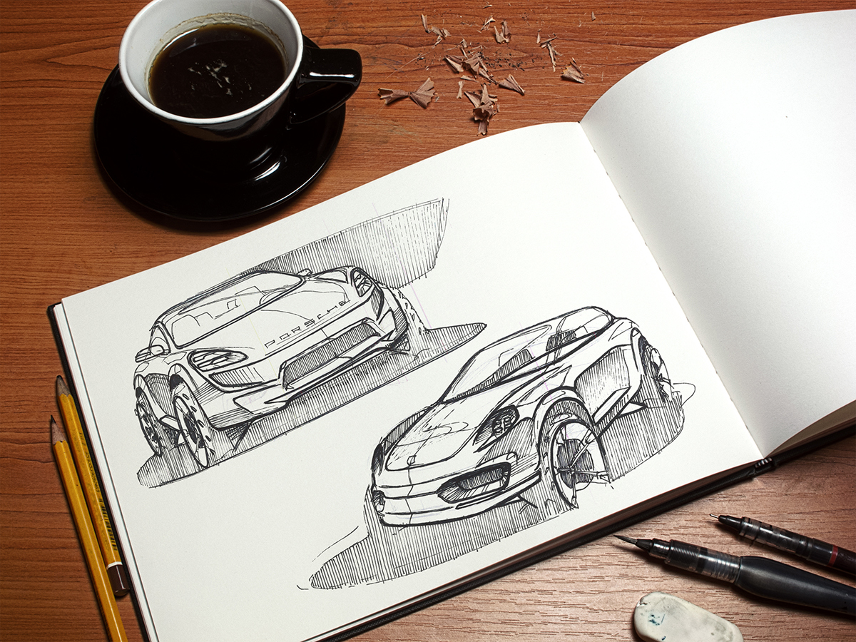 sketch car sketch Porsche automotive   auto design car design porsche sketch