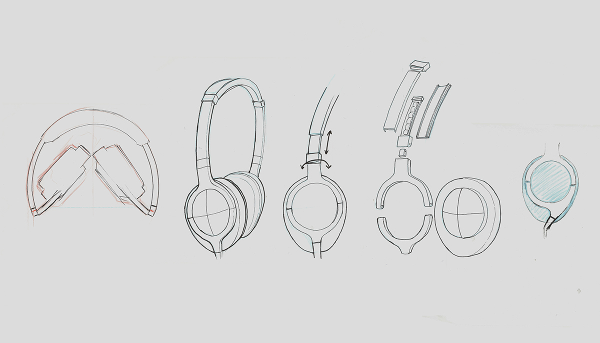 headphones design rendering sketching cad