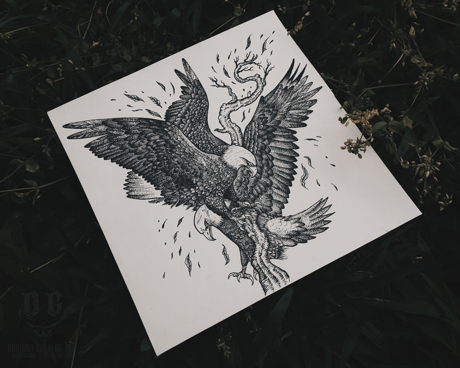 eagle dotwork Ilustração animals Nature ink inkdraw tattoo blackwork dark