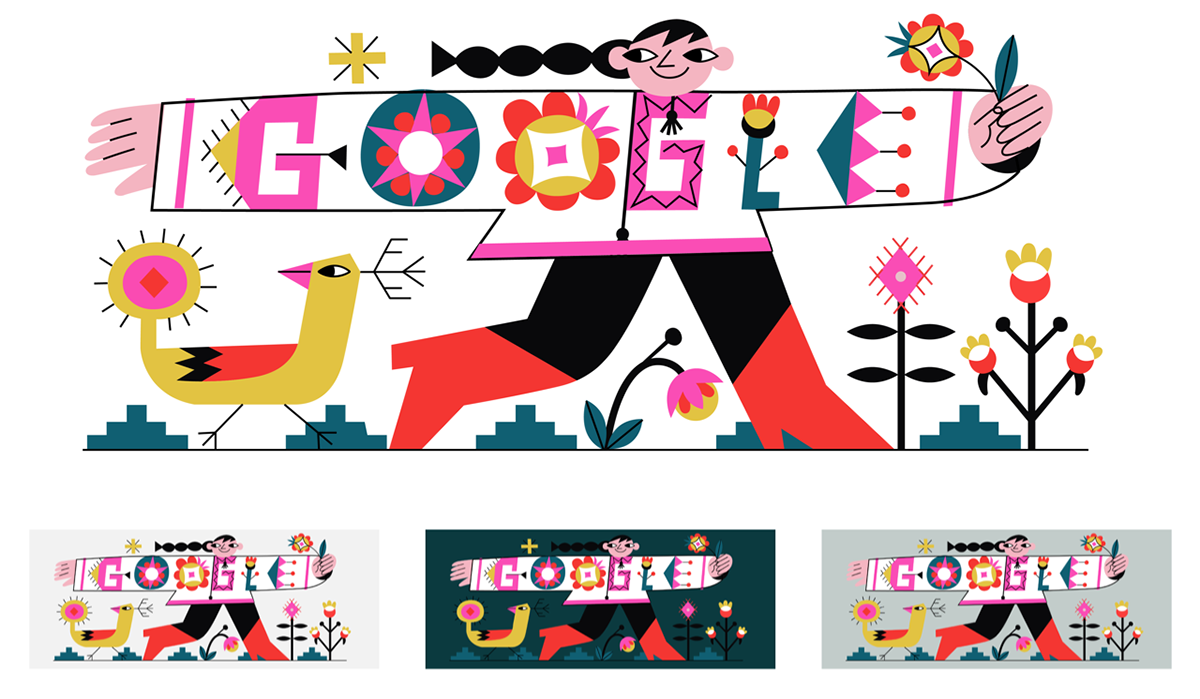 Character doodle Embroidery folk Geometrical google history pattern texture editorial