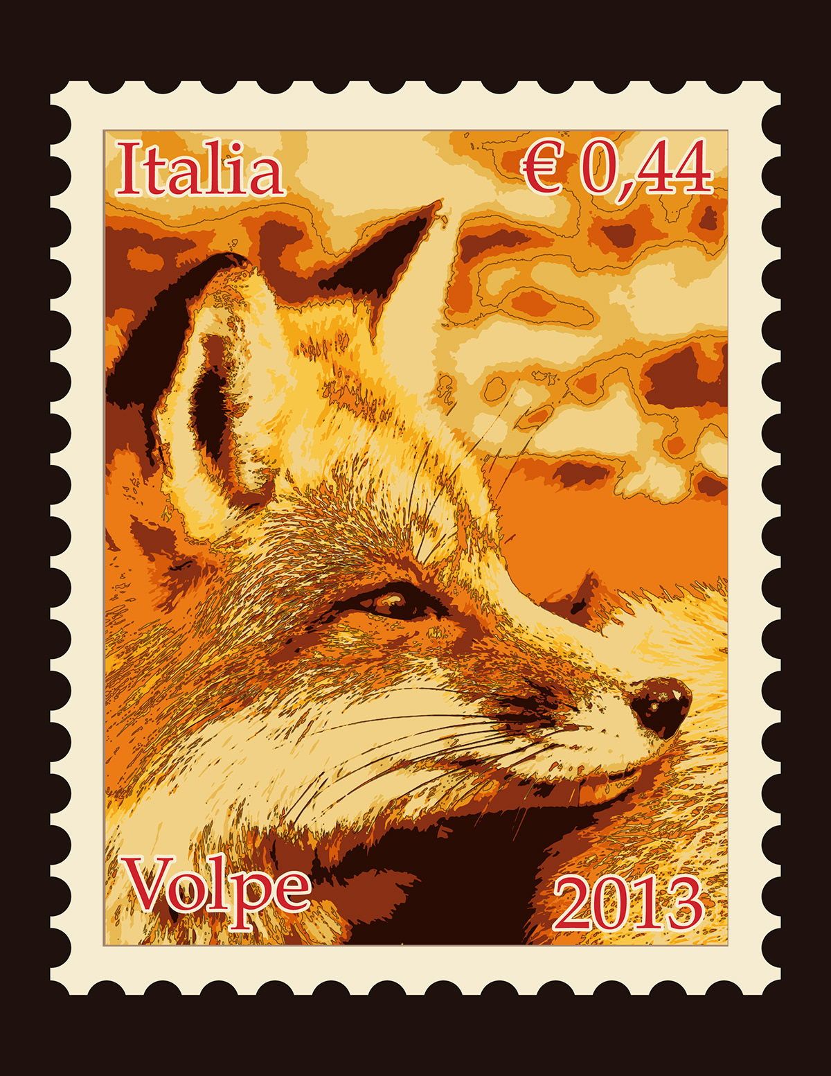 Nature FOX art figure animals draw graphic design stamp digital pencil colors comercial product