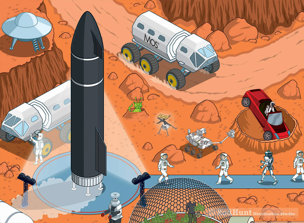 mars Jigsaw puzzle Isometric Space  sci-fi Mars city spacex Where's Waldo search and find where's wally