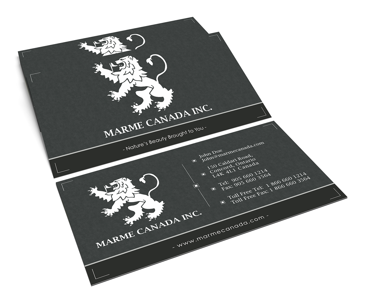 business card marme Canada Inc tiles industry Marble