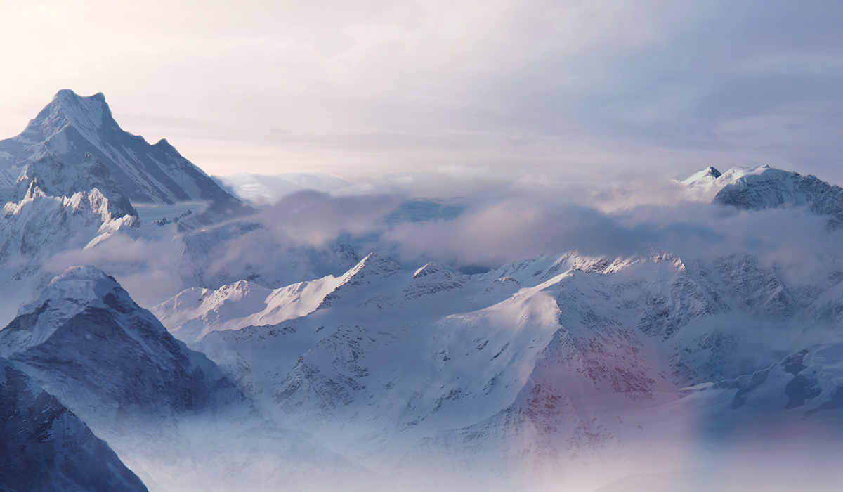 Glazyrin CGI Matte-painting Bank mountain misty raiffeisen
