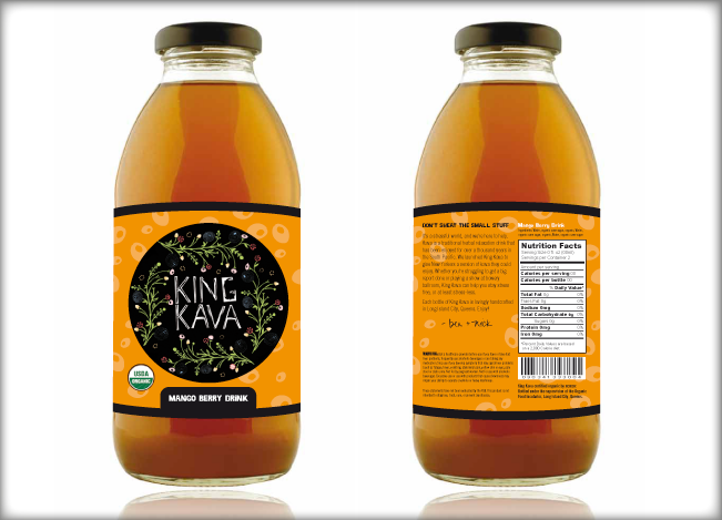 king kava  beverage design graphic bottle label design