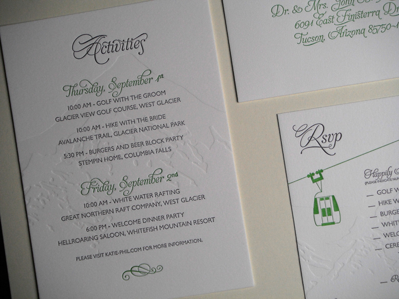 letterpress wedding invitation blind deboss