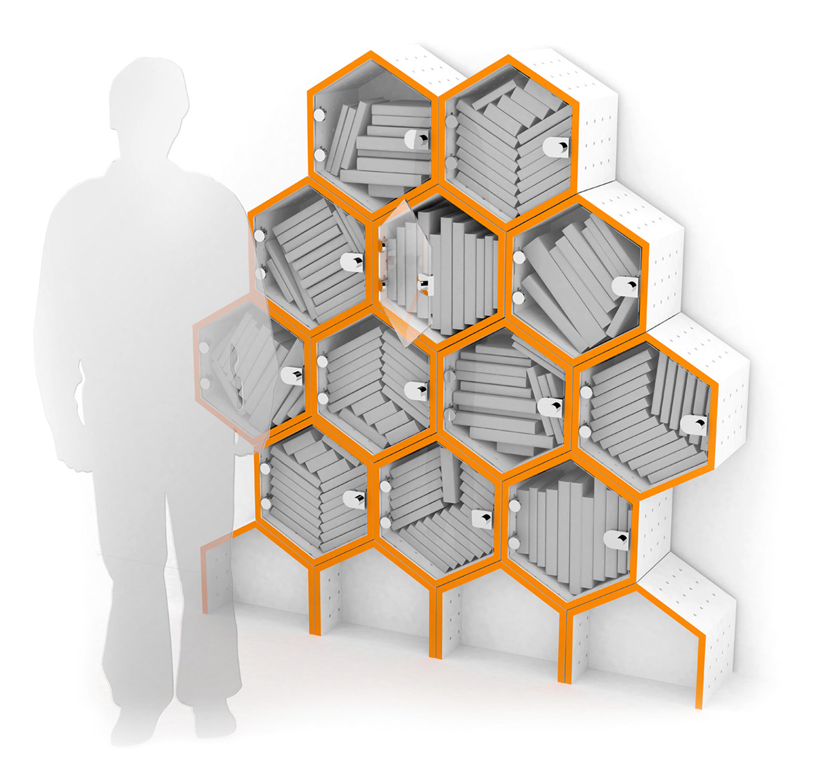 bookcase modular modular bookcase honeycomb school University collage Project