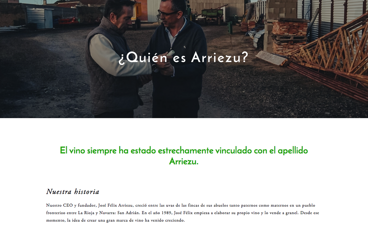 Arriezu Vineyards wine Website bilingual shop About Arriezu