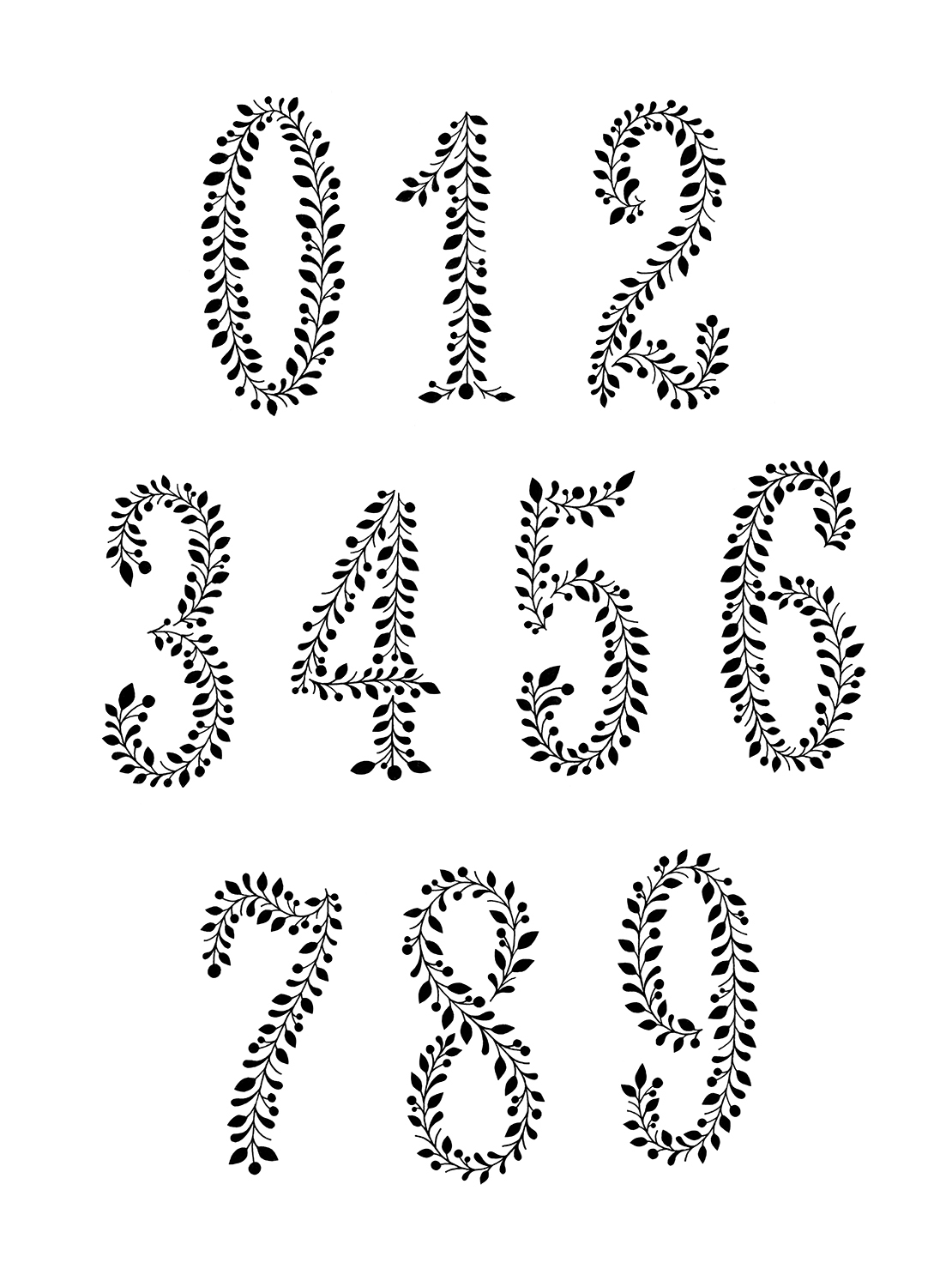 typography   numbers vines HAND LETTERING lettering wedding Table Numbers