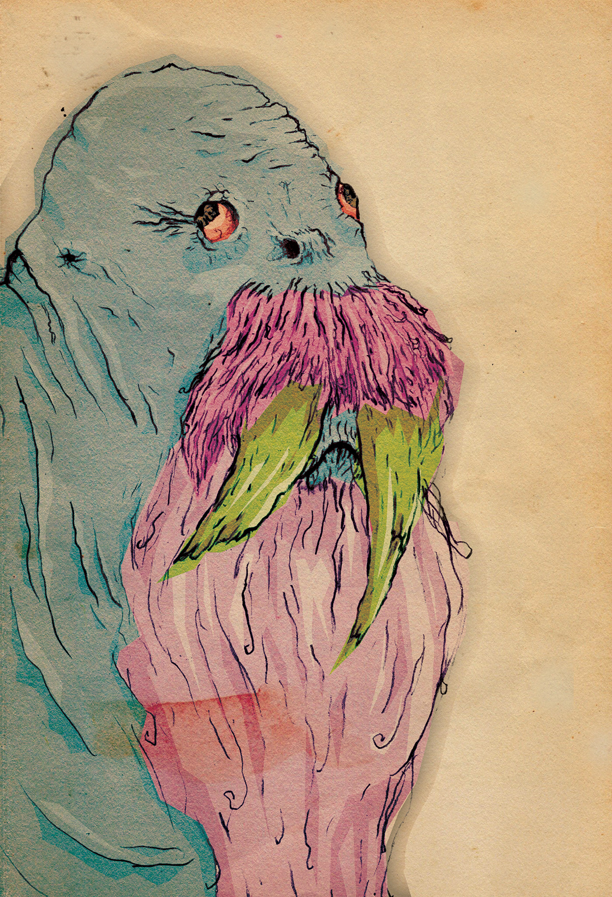 Morsa walrus ilustracion dibujo fountain pen Love Rare animals sketch handmade