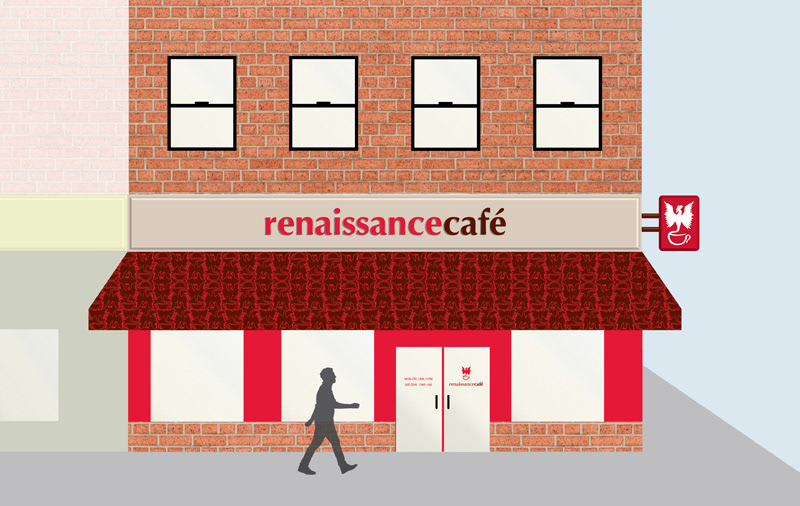 Renaissance cafe Coffee Storefront environmental