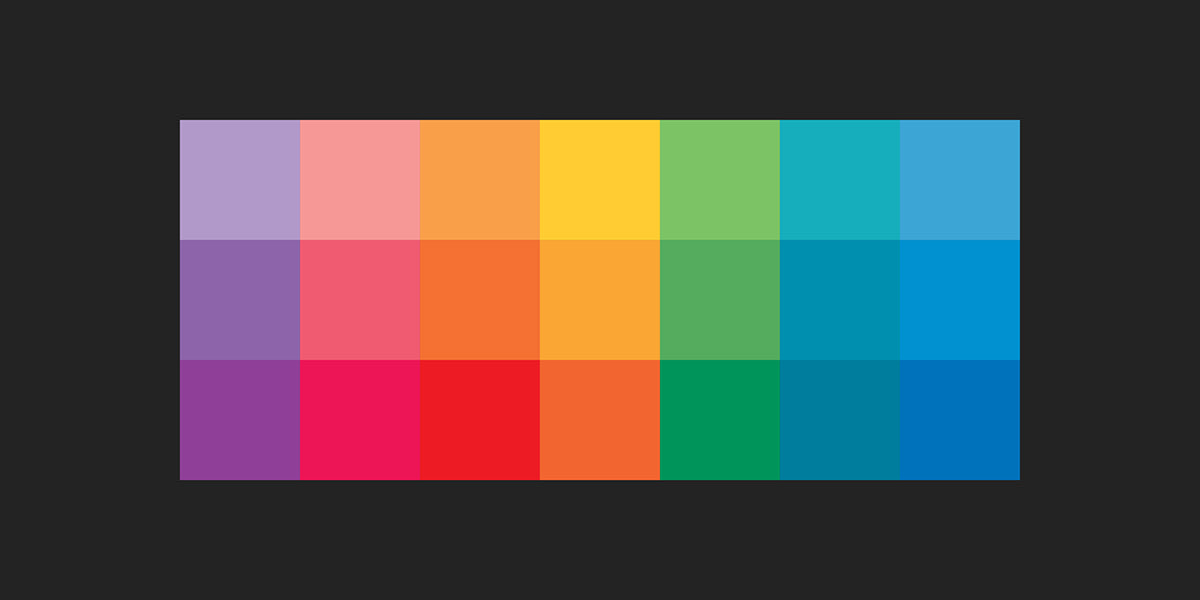 Range of colours for packaging.