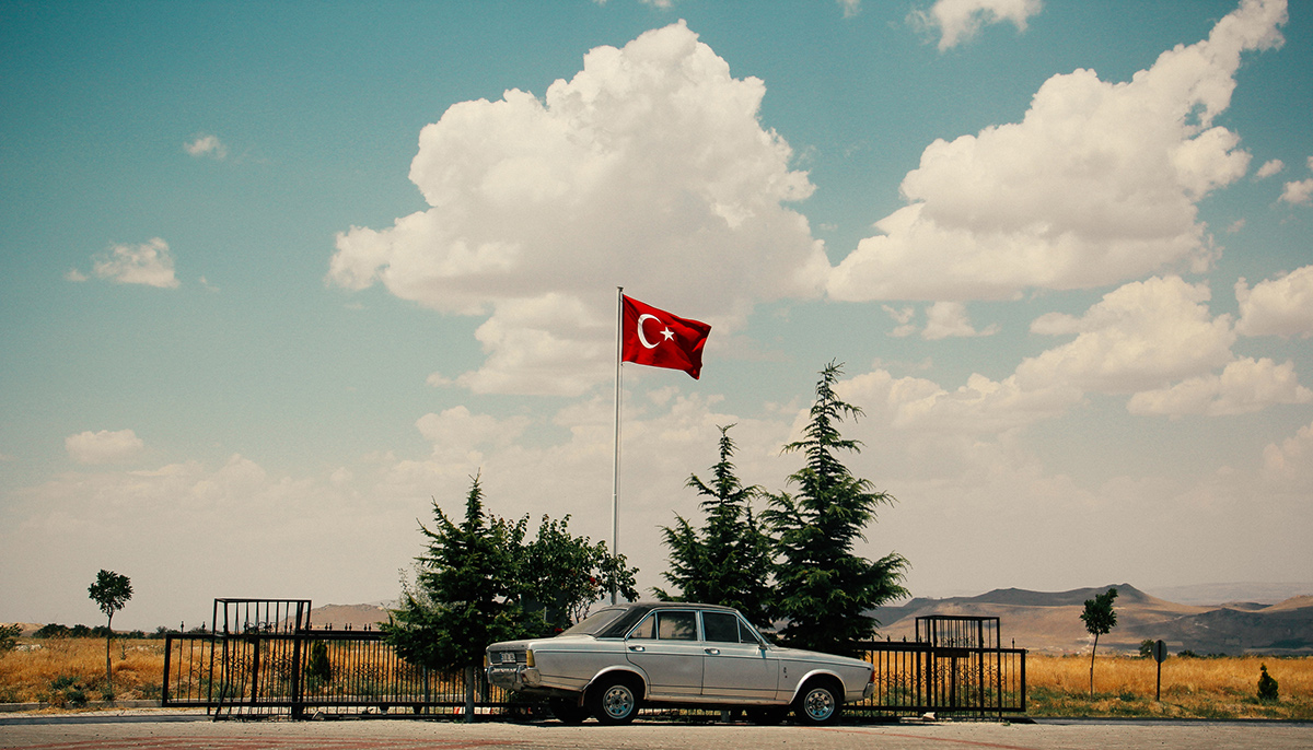 Turkey kayseri cappadocia desert flags country blue SKY clouds photo art Travel trip istanbul old
