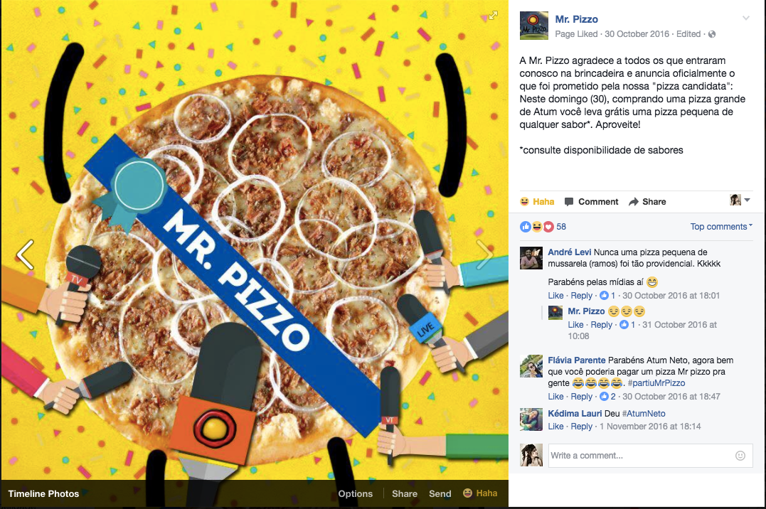 Elections Eleições Pizza Mr. Pizzo social media facebook pizzeria Advertising  ad card
