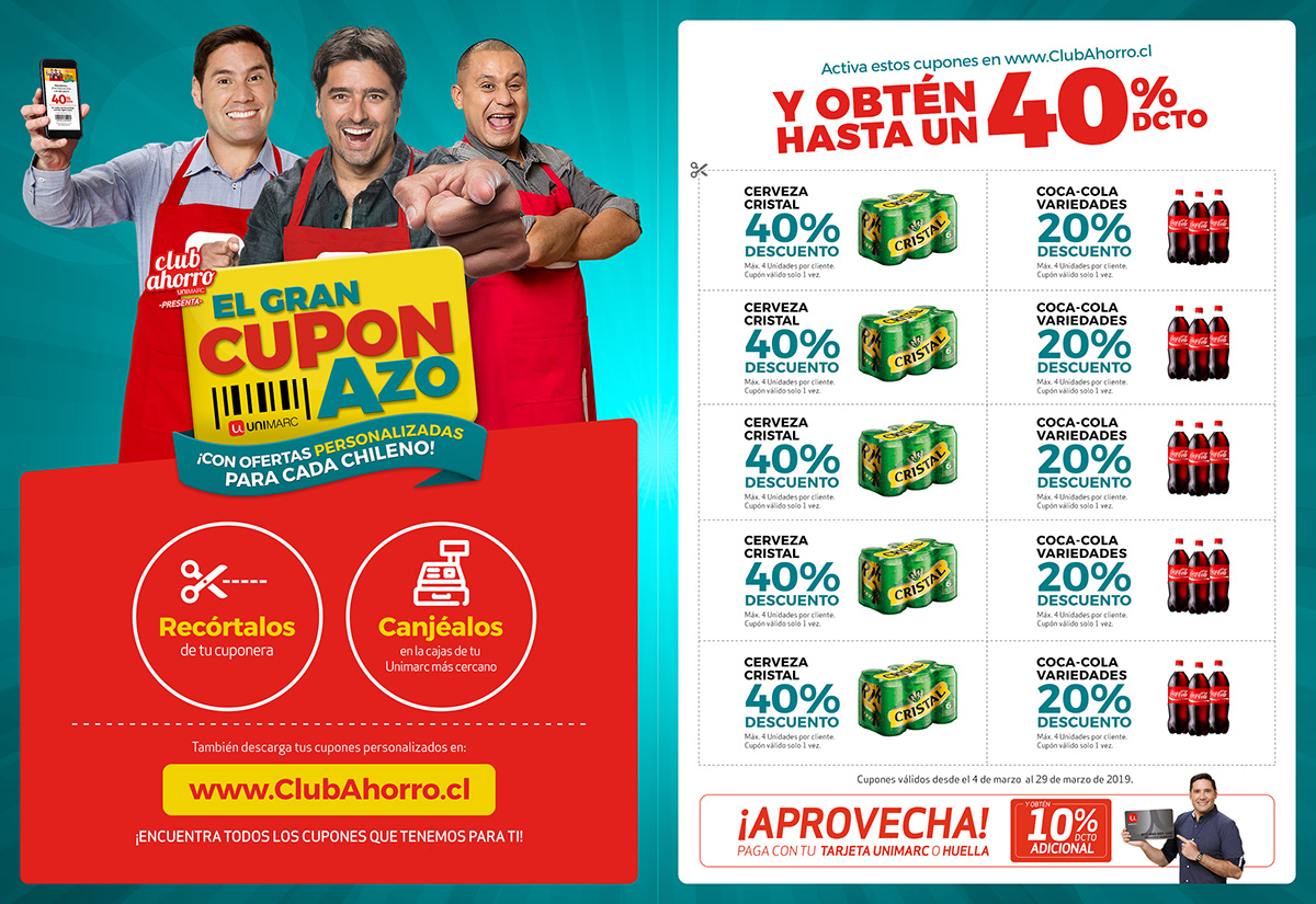 Cupon campaign Supermarket chile UNICOS supermercado UNIMARC cuponazo