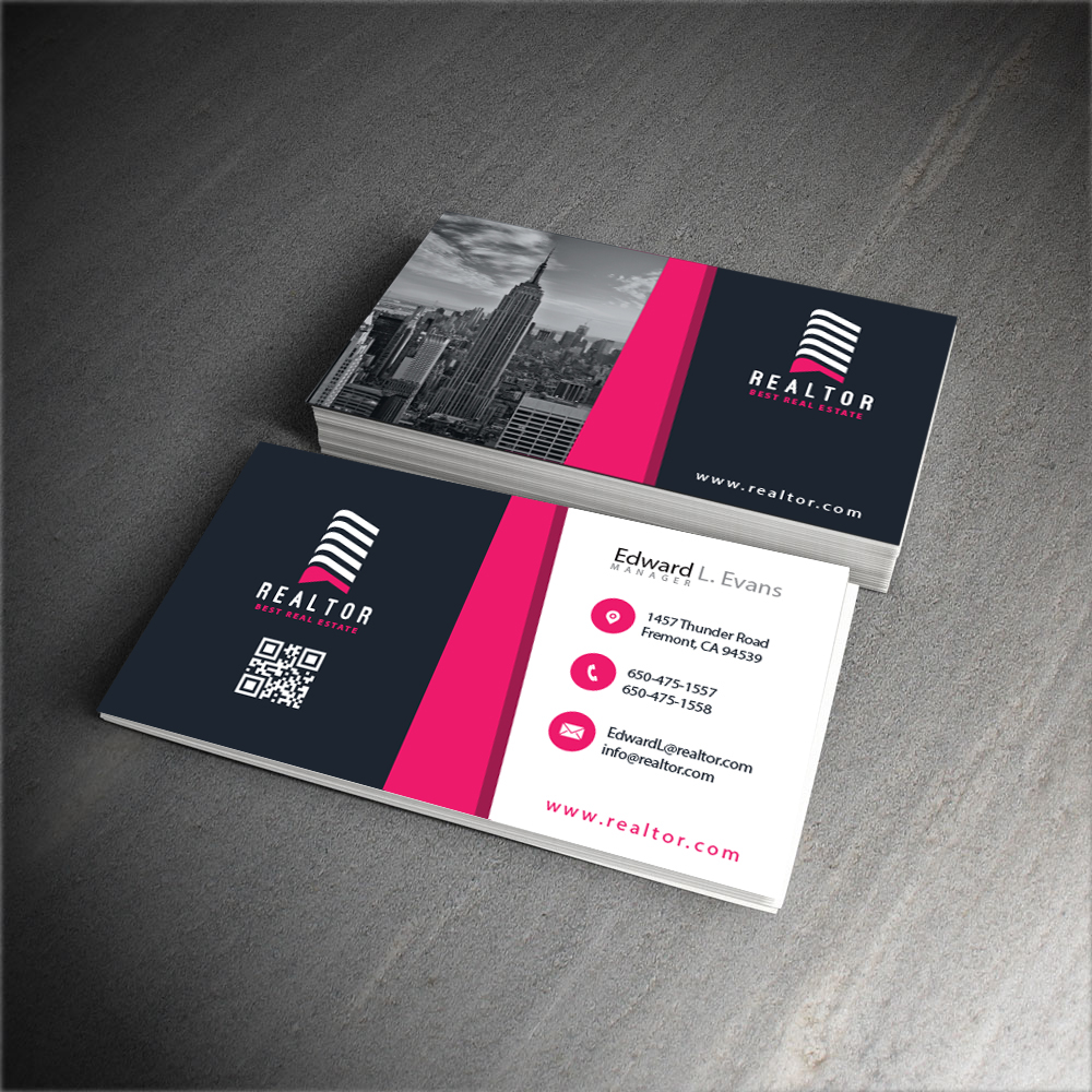 business card clean real estate card company card red black both side creative card Creative Design